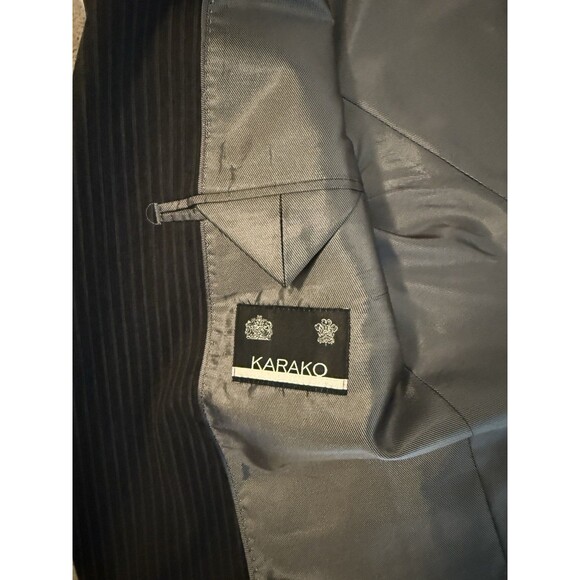 KARAKO Charcoal Pinstripe Suit 42R Wool 2pc Tailored Blazer Pants 30x31 Custom - Picture 8 of 15